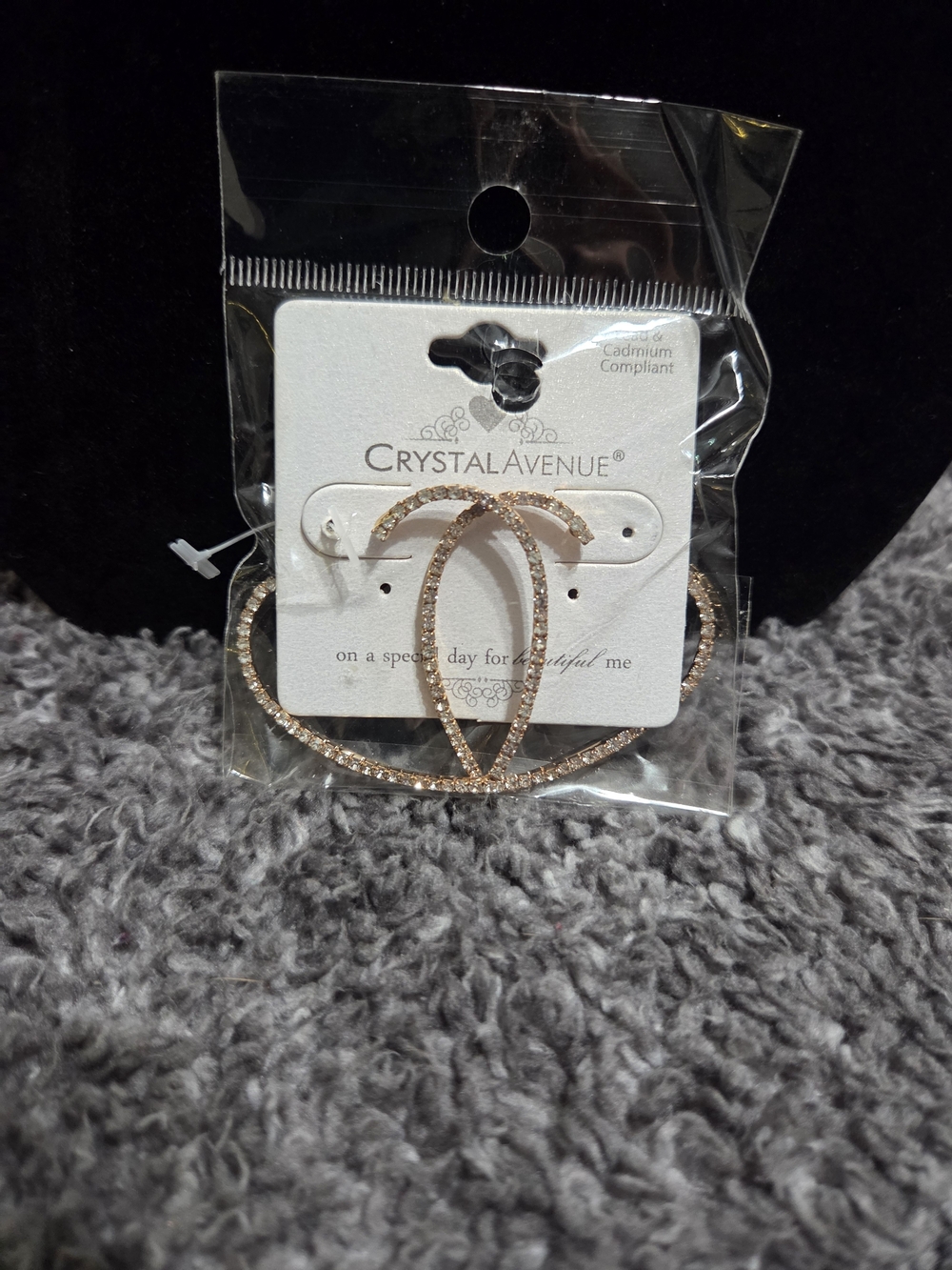 Crystal Avenue Rose Gold Pavé Heart Hoop Earrings
